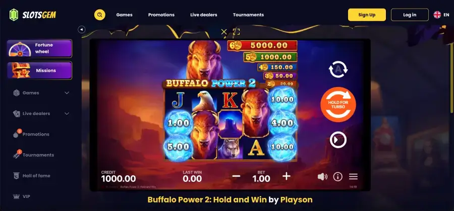 Buffalo Power 2 pokie gameplay screen